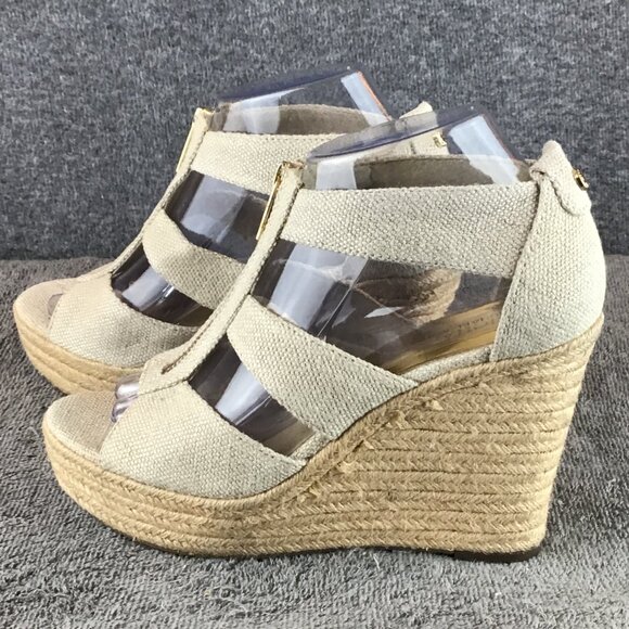 Michael Kors Damita Beige Wedge Sandals Sz 8 - Picture 5 of 14
